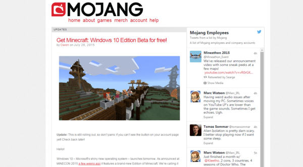 Mojang公式 Windows10 Editionをダウンロードする為のギフトコード