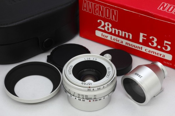 Avenon 28mm F3.5 （L） w/ Box, Case, Finder, Hood : オールドレンズ