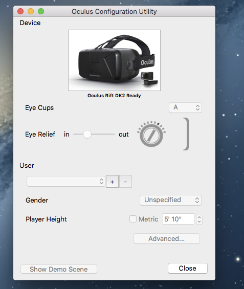 oculus rift dk2 クリアランス mac セットアップ