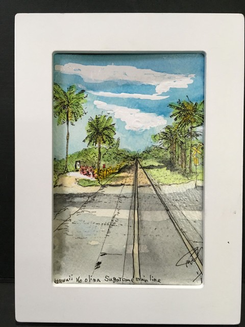 19年第35回 ハワイ さとうきび列車の線路 2月11日描く あ 絵手紙の喜び 19年第35回 ハワイ さとうきび列車の線路 2月11日描く あ 絵手紙の喜び