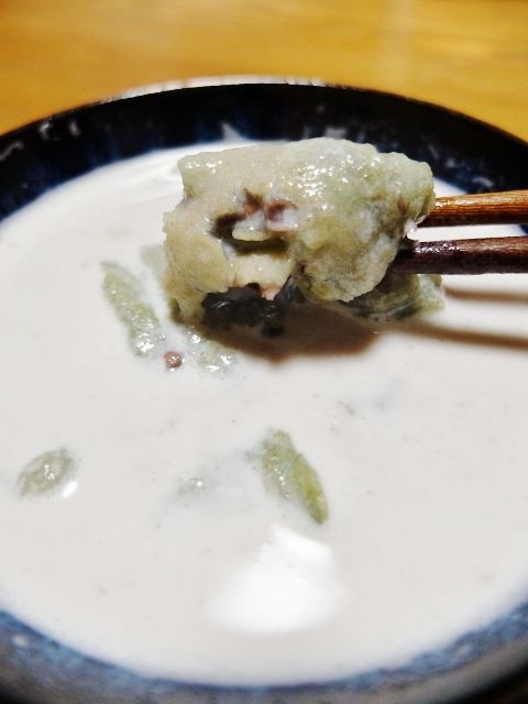 よもぎ松ヶ枝餅で作るミルクぜんざい 愛しの牛乳パック