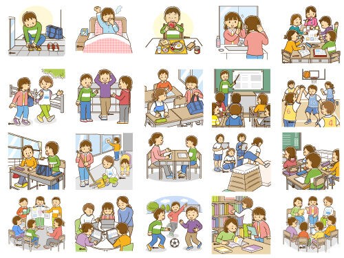 クリップアート】小学校中学年・高学年のイラストに女の子を30点