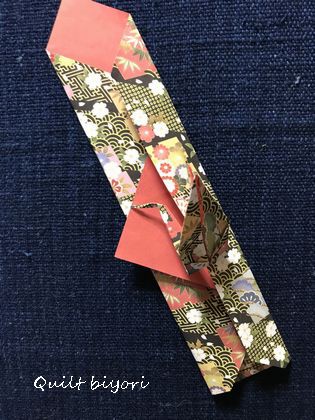 千代紙で作る折り鶴の祝い箸袋とその折り方 猫日和 キルト日和