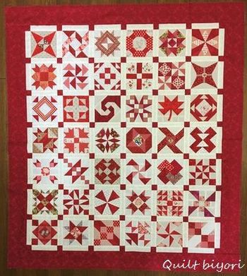 赤のサンプラーキルトトップ完成＆夕暮れのふーくん♪ : 猫日和