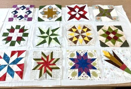 星形パターンのタペストリー 個性的な星のパターンでタペストリーを : 猫日和。キルト日和。