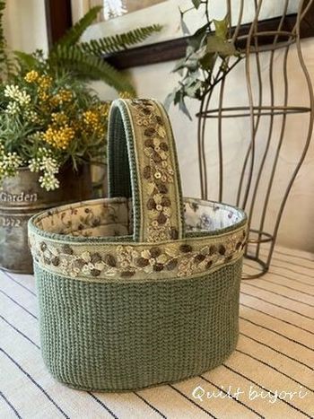 ヌビとインド刺繍リボンのミニバスケットできました : 猫日和。キルト
