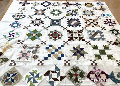 18cmと12cmのパターンでサンプラーキルト＆抱いてるつもり(^^ゞ : 猫日