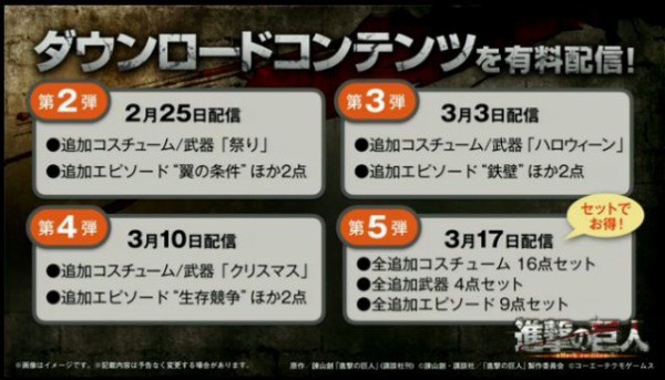 Ps4 Ps3 Psvita 進撃の巨人 Dlcやアップデートの情報が公開 ゲームを片手間に