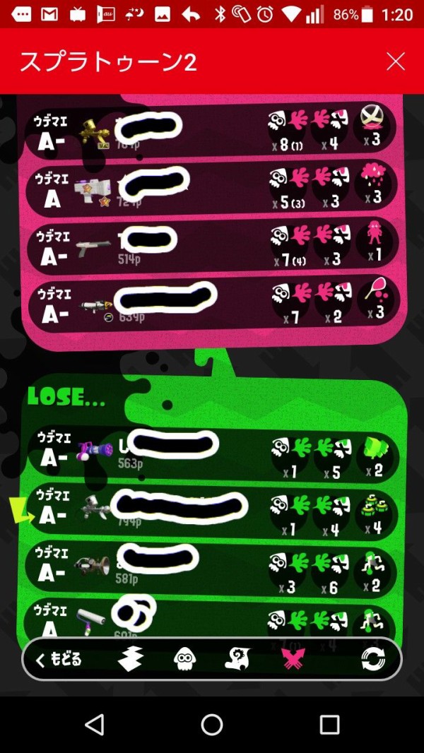 スプラトゥーン2 B帯なら勝てるしキルもとれて勝てるけど A帯で勝てないストレート連敗でbに落とされる スプラトゥーン情報局