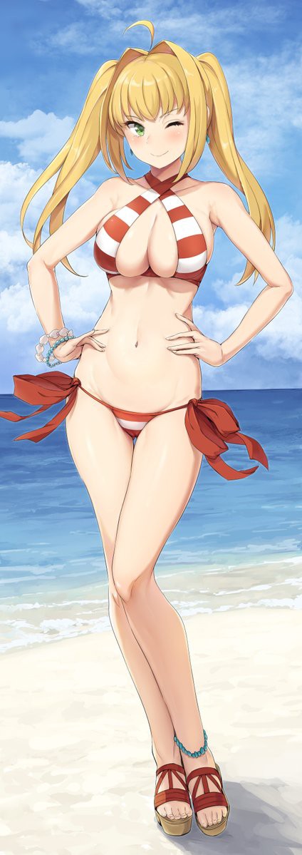Fgo 晃田ヒカ先生が描いたムニっとはみ出てる水着ネロちゃま セクシーボディが眩しすぎる Fateなう