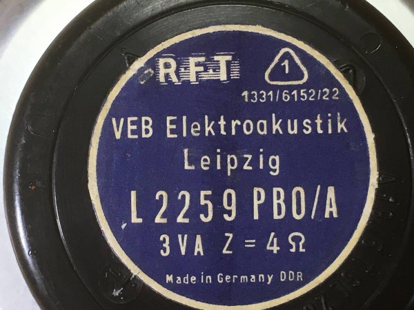 東独 RFT レア! ビンテージフルレンジL2259 PBO/Aシステム 高速