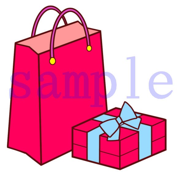イラスト素材 ショップバッグとラッピングされた箱 イラスト素材を作ってるブログ