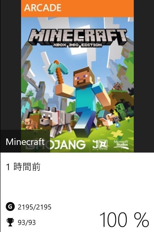 Minecraft Xbox360 Edition 実績コンプッ 2195g Gotochinが実績コンプしたらしい