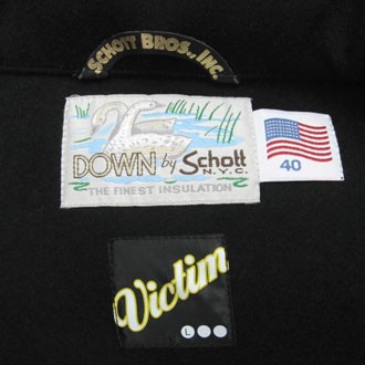 VICTIM×schott ダウンベスト　ショット　glamb レアセル Schott(ショット) / ダウンベスト/XL/レザー/BLK/無地 | 古着の販売