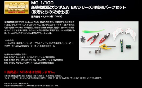 Mg 新機動戦記ガンダムw Ewシリーズ用拡張パーツセット 敗者たちの栄光仕様 プレバン 後期ガンダムへ追加武装 アニメと漫画と 連邦 こっそり日記