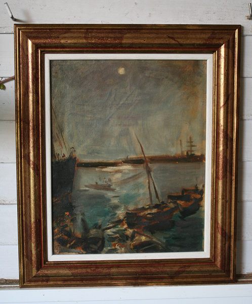 油絵｢夜の港」 : gyu's shop blog