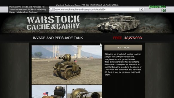 Gta5 ラジコン戦車 インベードrcタンク が無料 19年 クリスマスプレゼント が配布開始 動画あり グランド セフト オート5写真大好きブログ Gta5攻略情報ほか
