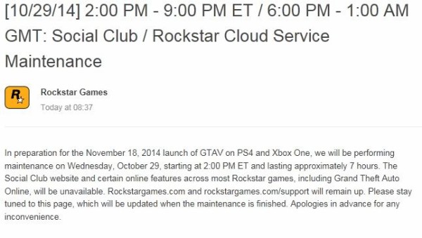 Gta5 10月30日 午前3時よりメンテナンス実施のお知らせ オンライン グランド セフト オート5写真大好きブログ Gta5攻略情報ほか