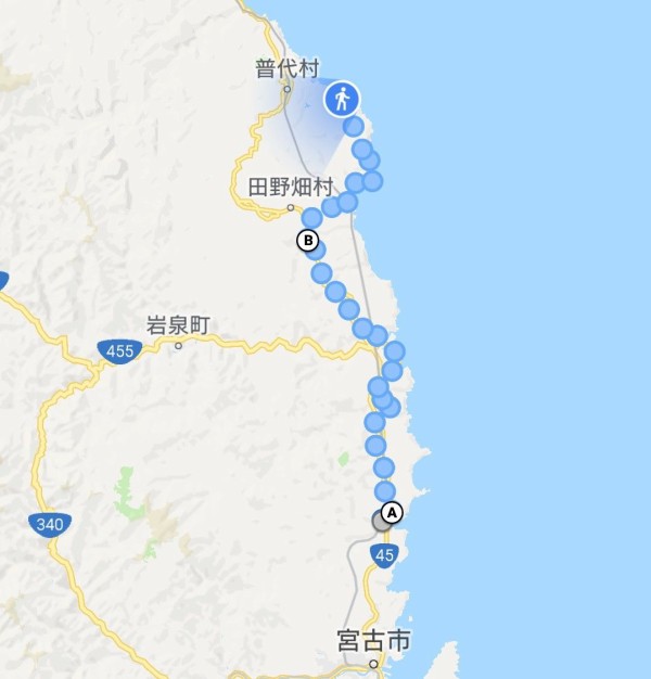 233日目 岩手県宮古市田老から下閉伊郡普代村 46km 海岸沿いの日記 日本一周マラソン備忘録