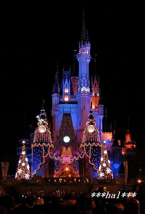 以前のディズニーランドのクリスマス お城とツリー Halのblog