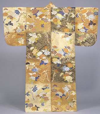黄銅牡丹鳥文様花入れ 金襴生地販売 雪輪兎に桜（赤）柄の和柄生地通販なら都香庵