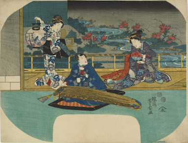 団扇絵の中の朝顔文様 着物のよろず 針箱