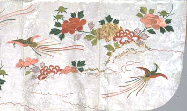 超可爱 牡丹と尾長鳥の文様 : 着物のよろず 針箱 工芸品