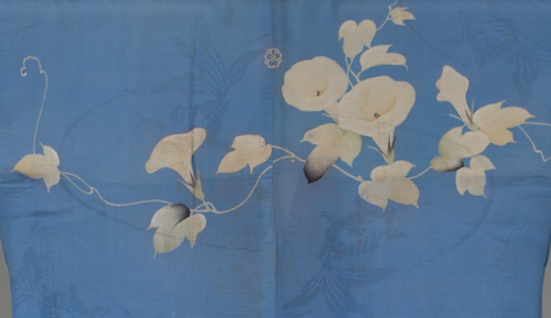 鯉が泳いでます♡ 洗える夏着物 【波と鯉とストライプ】撫松庵などお好きな方♪ 鯉が泳いでます♡ 洗える夏着物 【波と鯉とストライプ】撫松庵