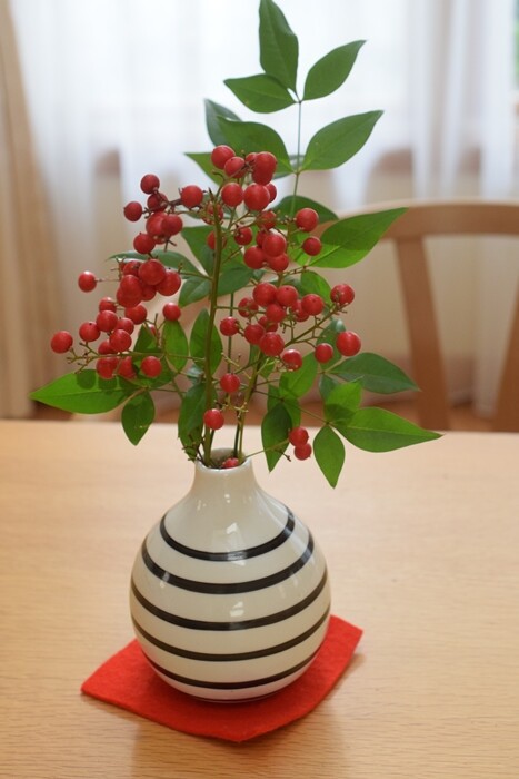 難を転じて福となす】お正月準備で庭の「南天」を飾る✨今年は守ってみ