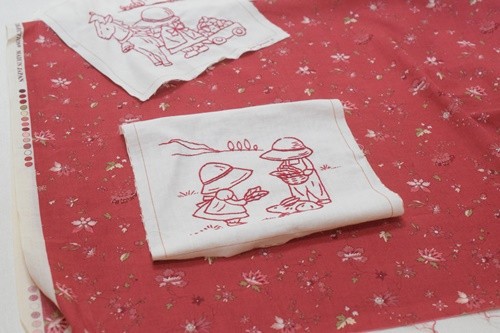 ビンテージ刺繍キルト(スーちゃん他) 172×180位　刺繍部分20角×32個 ビンテージ刺繍キルト(スーちゃん他) 172×180位 刺繍部分20角×32