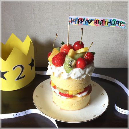 厚焼きパンケーキで２歳の誕生日ケーキ Hanahana Smile Life Powered By ライブドアブログ