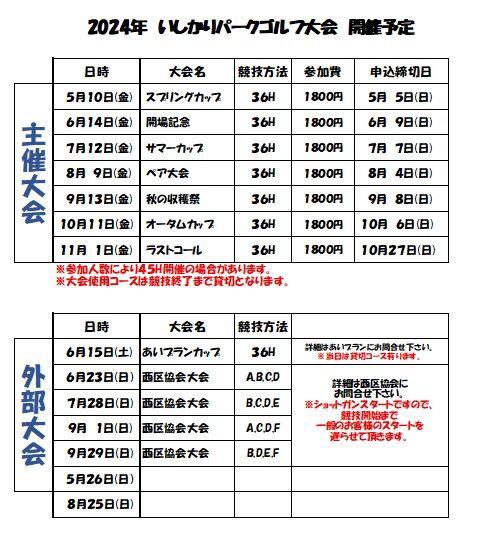 2024大会日程 : いしかりパークゴルフ場のblog