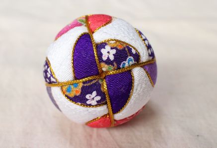 Amazon.co.jp: 手毬 金魚 夏 花柄 桜 青系 金襴 木目込みまり