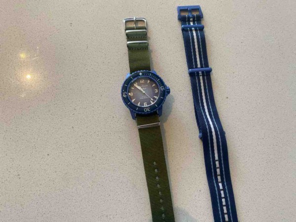 スウォッチブランパン アトランティックオーシャン　美品　交換用純正新品ベルト付き 今日はブランパンxスウォッチ アトランティックオーシャンに合う