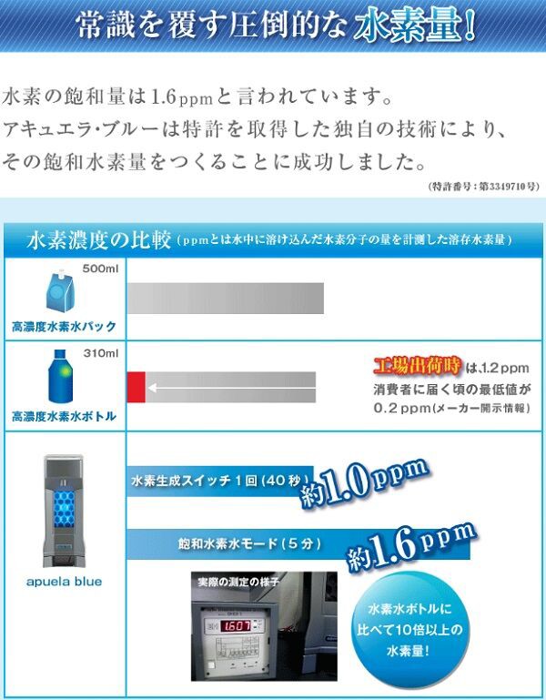 水素水サーバーの決定版！高濃度電解飽和水素水生成機【アキュエラ