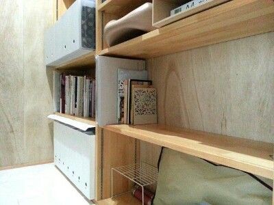 実家整理 昭和レトロ 書棚 本棚 食器棚にも（本棚の奥行き】は浅めで 