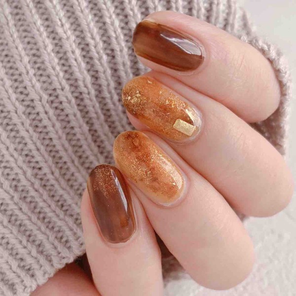 How To 秋のべっ甲ネイル Akiのセルフネイルblog Powered By ライブドアブログ