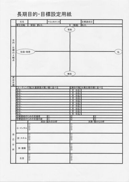 長期目的目標設定用紙 その2 目標達成の道案内人ブログ