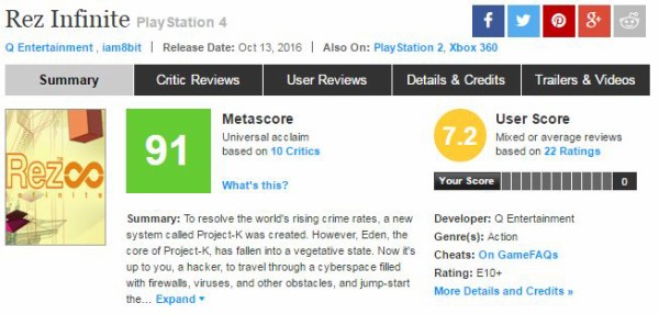 絶頂リズムシューティング Rez Infinite 海外レビューまとめ 現時点で最高のvrゲーム Rezの為にpsvrを買うべき はちま起稿