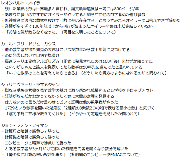 数学者マジキチ四天王決定 オイラー 業績が膨大過ぎて100年経ってもオイラー全集が未完 ノイマン 暗算で計算機に勝利 他 はちま起稿