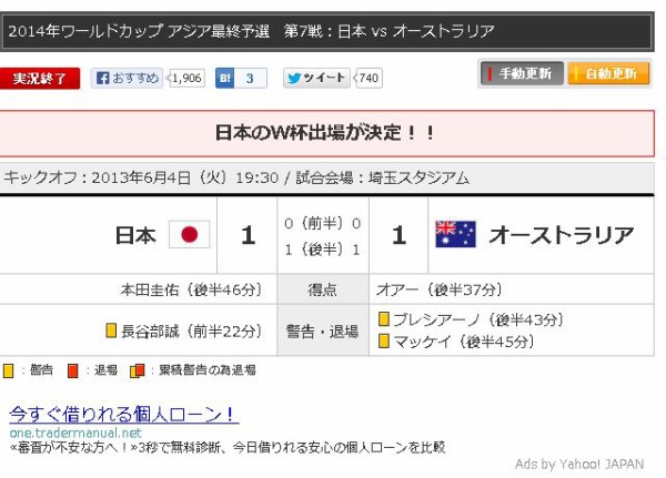 速報 サッカー日本代表 ブラジルワールドカップ出場決定 はちま起稿 速報 サッカー日本代表 ブラジルワールドカップ出場決定 はちま起稿