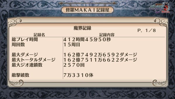 ディスガイア3メモ クリア状況確認とかいろいろ