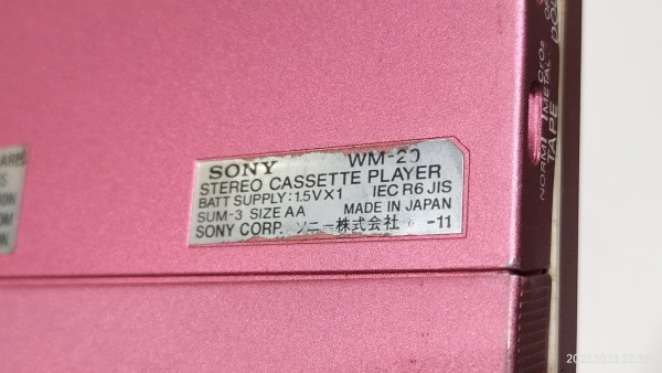 1983/昭和58/SONY/WM-20/ウォークマン/カセットケースサイズ/DOLBY-B