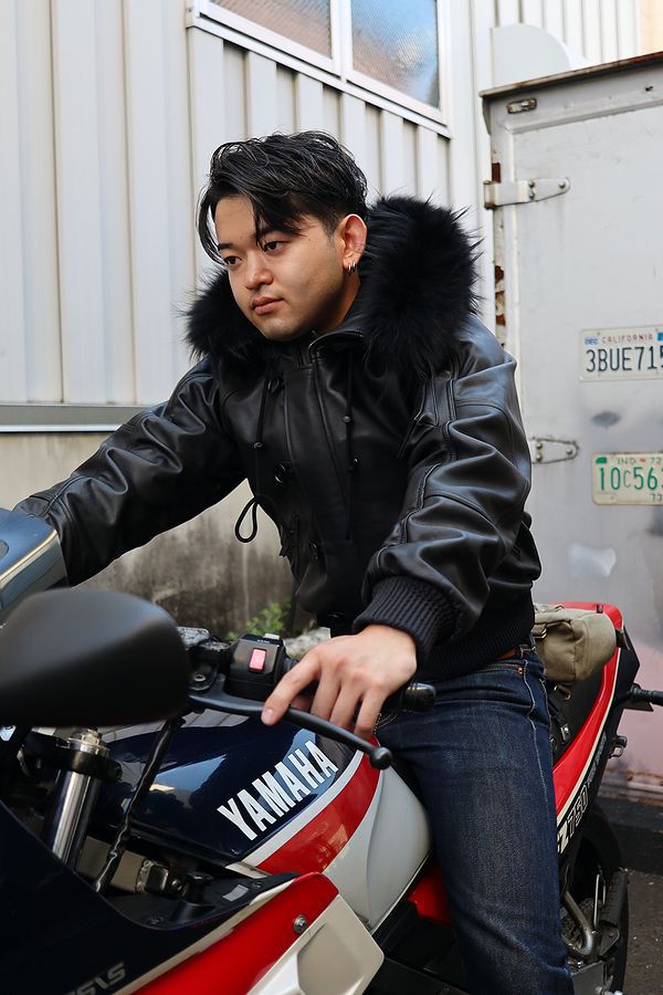 ★☆ＫＡＤＯＹＡ　　バイク　ジャケット☆★ ☆極美品☆カドヤ KADOYA レザーフーディジャケット 牛革 S ブラック