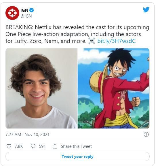 海外の反応 One Piece がnetflixで実写ドラマ化へ メインキャストも発表 海外の反応まとめ 11月10日夜分 Fate雑記 士凛特化 あるふぁ