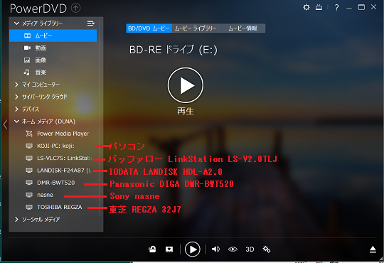 PowerDVD 14 Ultra の使い方－DTCP-IP対応DLNAクライアント機能－ : ホームネットワーク構築方法