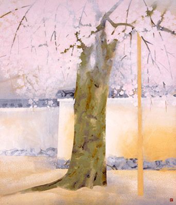 石田武　日本画　「富士」 富士と桜と春の花 : 美術散策の休日