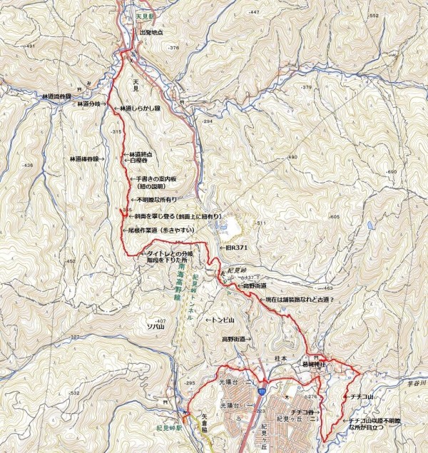 河内長野市 南海天見駅から林道しらかし線 P365 チチコ山 Ryokutyaの山行備忘録