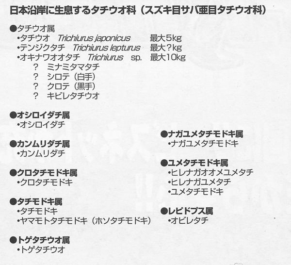 タチウオ その1 タチウオは何種類いるのだろう チャーマス 北村秀行のトライ エラーの釣り