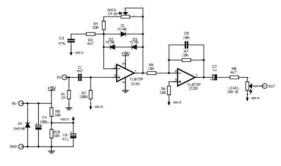 回路図】BOSS/OD-1 OverDrive デュアル : エフェクター回路図まとめ